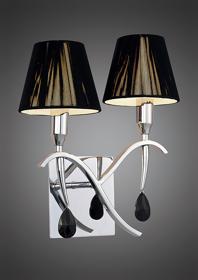 Siena Polished Chrome Crystal Wall Lights Mantra Shaded Wall Lights